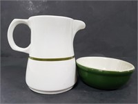 Small ceramic pitcher and ramekin