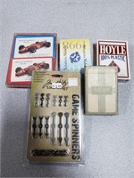 Vintage playing cards and game spinners