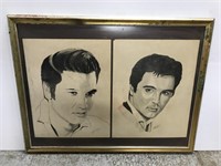 Huge Elvis Presley dual hand drawn portrait