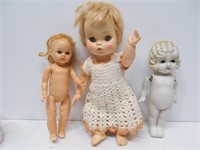 3 dolls, 2 w. no clothes