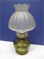 Oil lamp w, green glass base