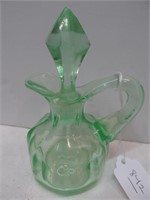 Green glass cruet, see pictures