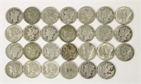 27 U.S. 1900s Mercury Dime Coins