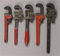 5 Pipe Wrenches Includes Rigid & Walworth