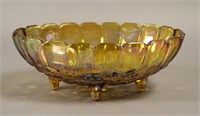 Vintage Carnival Glass Footed Oval Fruit Bowl