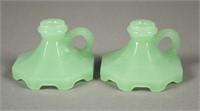 Vintage Pair of Houzex Jadeite Candle Lamp Bases