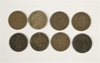 8 U.S. 1880's - 1900's Indian Head 1 Cent Coins
