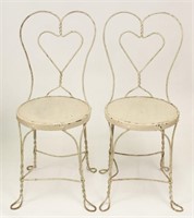 2 Vintage Wire Heart Patio Chairs
