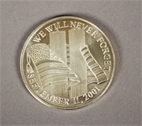 9-11 One Year Memorial 1 Troy Oz. Silver Coin