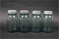 10 Vintage Jars - Blue Ball - Wire Bail Lid Jars