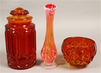 Collectible Colored Orange Vases & Canister
