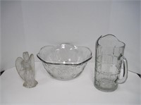 Glass Pitcher, Angel and Bowl