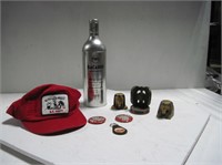 Bacardi Canister, Candle Holder, Hat & Pins