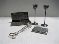 Silver Plate Items: Candle Sticks & More