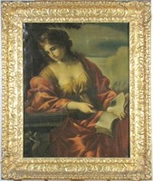 Unsigned Antique 25x20 O/C Woman Reading