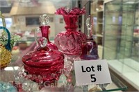 Case 1: (4) Pieces Cranberry Glass-