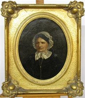 Unsigned Antique 20x16 oval O/C Portrait of Woman