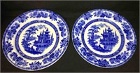 Two Doulton Burslem Madras Flow Blue Plates
