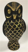 Black Porcelain Gilt Decorated Owl Figure