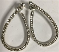 Pair Of Sterling Silver Earrings With Clear Stones