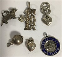 Group Of 6 Sterling Silver Charms
