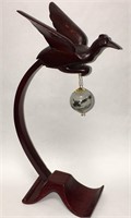 Carved Wood & Glass Ornament Bird