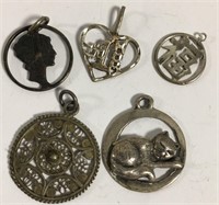 Group Of 5 Sterling Silver Charms