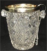 Cut Glass Ice Bucket With Tongs