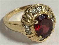 14k Gold, Diamond & Amethyst Ring