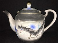 Hand Painted Porcelain Dragon Scene Tea Pot