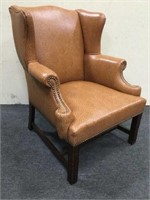 Unique Leather Wing Back Chair