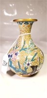 Cloisonne Vase Gold Floral 5"T