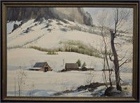 James Boren Western Winter Landscape Watercolor