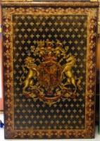 Large Early Religious Painted Tapestry/ Shield