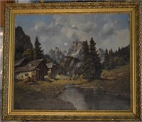 Rudolf Rodel Oil On Canvas Landscape With Figures