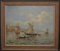 John Clymer O/c Abstract Impressionist Harbor