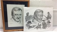 Pair of Vintage John Wayne Prints K15E
