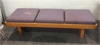 Mid Century Wood Bench w/Cushions K8B