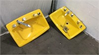 Very Retro Koehler Yellow Pair of Sinks K9A