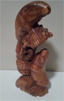 Large Hand-Carved Wood Sea Otter Sculpture U10B