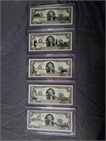 Lot of 5 2003 $2 Bill's of Various States