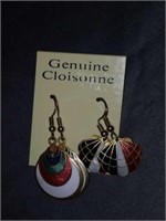 2 Beautiful Pair of Cloisonne Shell Earrings