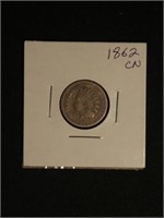 1862 Indian Head Cent - Civil War Date