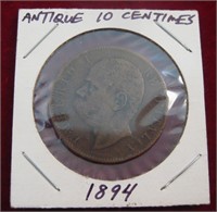 1894 Italy 10 Centesimi Coin
