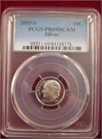 Silver PCGS PR69DCAM 2005-S Proof Dime