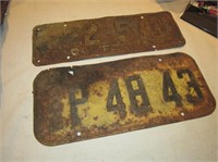 2 California License Plates - 1927 & 1947