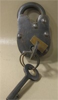 Vintage Steel Padlock w/ Key Unbranded