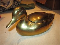 11" Lidded Brass Duck Container