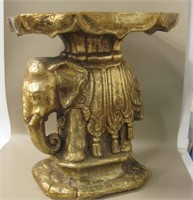 Gold Toned Ornate Elephant Pedestal 14"