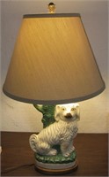 Vintage White Staffordshire Spaniel Dog Lamp
